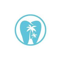 diseño del logotipo de odontología de la clínica dental. logotipo dental con el concepto de isla tropical. vector