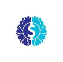 elemento de diseño de logotipo de icono de cerebro de dinero. diseño de icono de logotipo de cerebro de finanzas vector