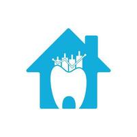 Dental finance and home shape concept icon logo. Dental stat vector logo design template.