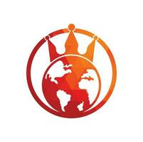 King Planet Vector Logo Design. Globe King Logo Icon Design.