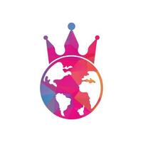 diseño del logotipo vectorial del planeta rey. diseño del icono del logotipo del rey del mundo. vector