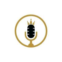 Podcast king vector logo design. King music logo design concept.