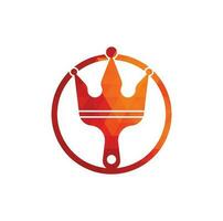 King paint vector logo design. Crown and paint brush icon.