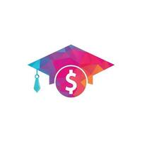 Graduation Cap Dollar Coin Icon Vector. Financial Investment Eduction Illustration. vector