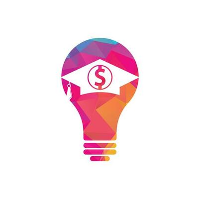 Graduate hat and dollar bulb shape concept logo design. Graduate hat and coin logo combination.