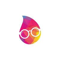 Glasses drop shape concept Logo Design. spectacles icon design template vector