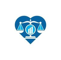 plantilla de vector de logotipo de forma de corazón de finanzas de justicia. bufete de abogados creativo con conceptos de diseño de logotipo gráfico