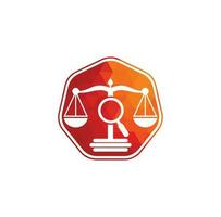 encontrar plantilla de vector de logotipo de justicia, conceptos de diseño de logotipo de bufete de abogados creativos. logotipo de bufete de abogados de lupa