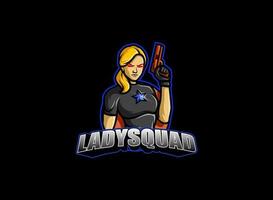 Lady Squad Mascot Esport Logo vector