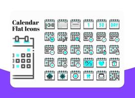 iconos planos de calendario vector