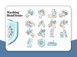 iconos de lavado de manos vector