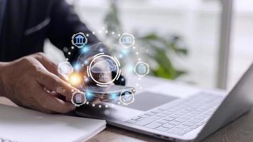 Cloud computing is a type of technology that allows you to store Storage of information. Concept of networking and internet service. photo