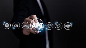 api - interfaz de programación de aplicaciones. herramienta de desarrollo de software. negocio, tecnología moderna, Internet y concepto de redes. foto