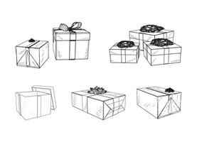 Present Boxes Illustrations in Art Ink Style vector