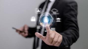 Cyber Protection Data Security Internet Privacy Internet technology concept on virtual screen. photo