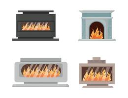 Set of Fireplaces vector