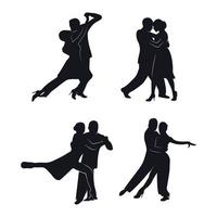 conjunto de siluetas de bailarines de tango vector