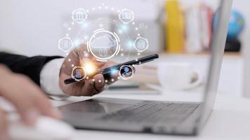 Cloud computing is a type of technology that allows you to store Storage of information. Concept of networking and internet service. photo
