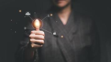 Digital transformation change management, internet of things. new technology big data and business process strategy, automate operation photo