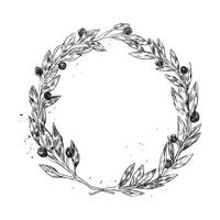 Monochrome of wreaths in sketch style vector