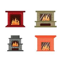 Set of Fireplaces vector