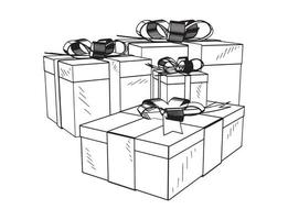 Present Box Illustration in Art Ink Style vector