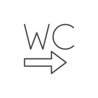 WC Toilet with arrow vector icon in thin line style