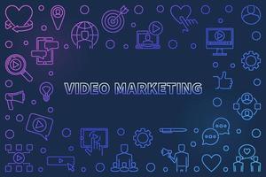 Video Marketing vector colorful outline illustration or frame