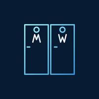 WC doors vector colored linear icon on dark background