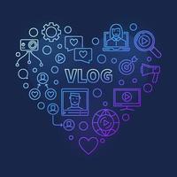 Vlog vector concept modern colored linear heart illustration