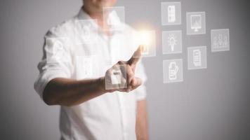 Digital transformation technology strategy, digitization and digitalization of business processes and data, optimize and automate operations, customer service management, internet and cloud computing photo