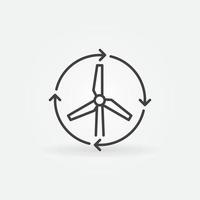 Wind Turbine with Arrows line icon. Wind Energy symbol vector