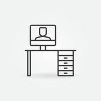 Workplace vector minimal line icon. Work From Home symbol