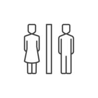 wc icono lineal. símbolo de contorno de baño de mujer y hombre de vector