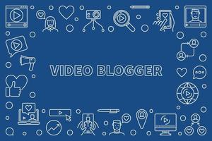 Video Blogger vector outline illustration or horizontal frame