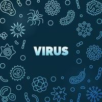 concepto de vector de virus ilustración o marco de línea delgada azul