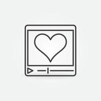 Video Player with Heart outline icon. Support vector line sign