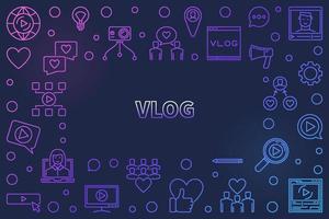 Vlog concept colored outline vector frame or illustration