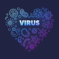 Vector Virus concept outline colored heart