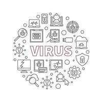 Virus vector round Computer Technology outline illustration