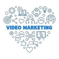 Video Marketing Heart vector concept thin line illustration