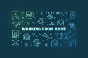 Vector Working From Home outline colorful banner