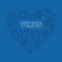 Vector Virus outline concept Heart shape illustration