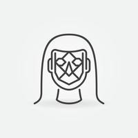 Woman Face Detection vector thin line concept icon