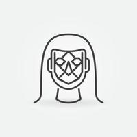 Woman Face Detection vector thin line concept icon