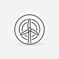 Vector Wind Turbine in circle outline concept icon