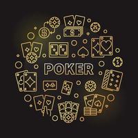 Vector Poker Card Game vector golden round linear illustration