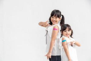 Asian Little girl  Feel Good After Received a Vaccine. photo