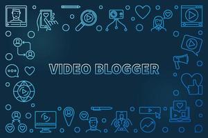 video blogger vector concepto esquema marco horizontal azul