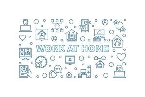 Work At Home vector concept outline horizontal illustration